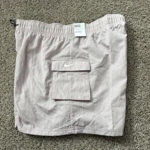Nike Women's Woven High Rise Shorts Blush Pink Active Size XL Elastic Waist